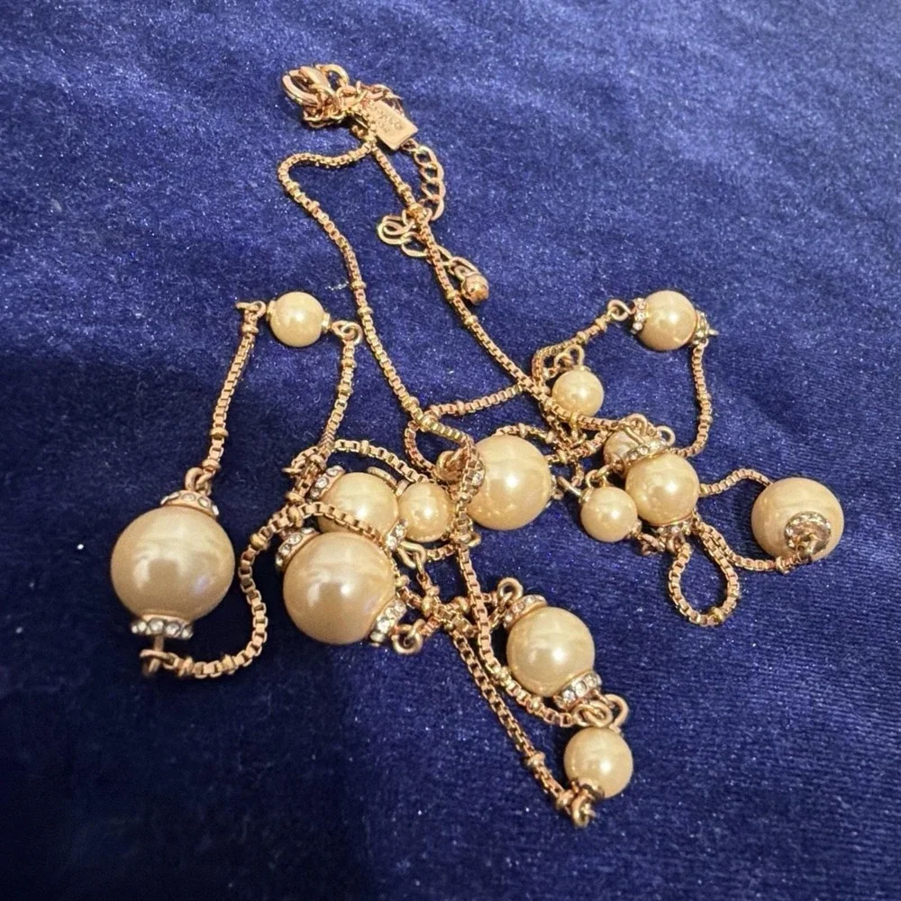 Kate Spade Pearly Delight Pearl Dangle Scatter Charm Long Necklace 34